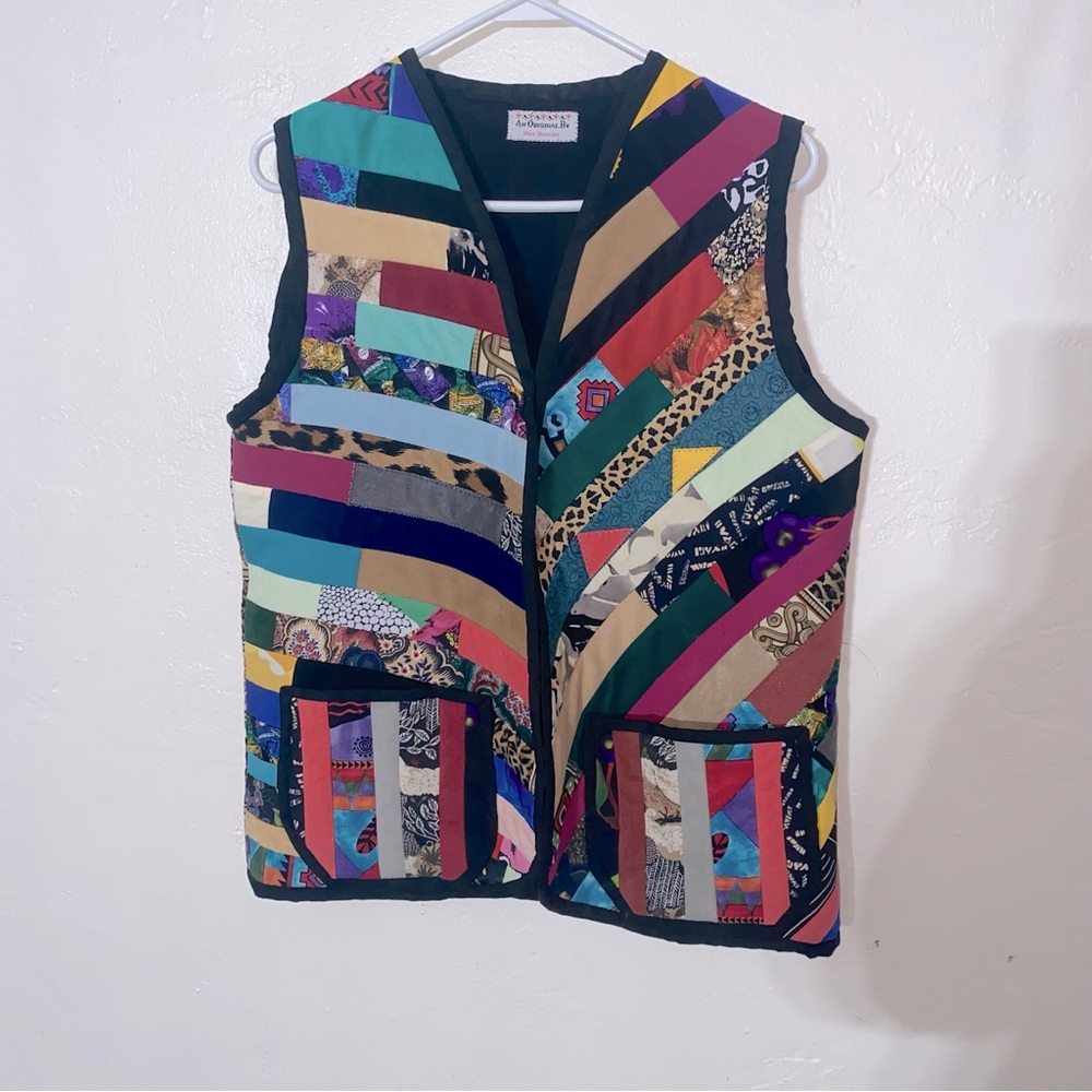 Handmade Quilted Vest Hand Sewn Crafted One of a Kind Upcycled Quilt Homemade L